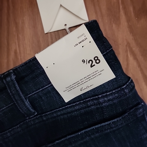 NWT Kan Can Dark Blue Denim Jeans Bellbottom‎ High Waisted - Picture 2 of 9